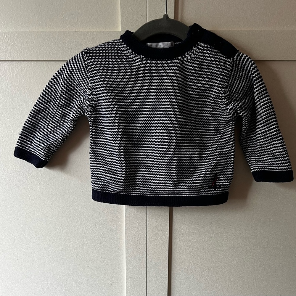 Janie And Jack Baby Infant Vintage Striped Anchor Sweater Size 6-12 Months
